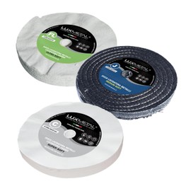 Lux Metal - 3 Polishing Discs 200 mm (FL-C-J) Cotton for Grinding Stand Double Grinder Drill Cordless Screwdriver Angle Grinder Polishing Disc for Polishing Metal Aluminium Stainless Steel for