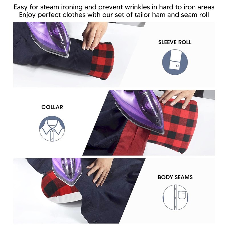 Tailors Ham, 2Pcs Easy Ironing Portable Tailors Ham Durable Polyester