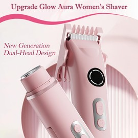 Electric Razor for Women, 4 in 1 Body Razors and Facial Hair Remover, Dual Head Painless Rechargeable Led Light and Led Display Hair Removal Kit for Nose Eyebrow Armpit Bikini Leg (Pink)