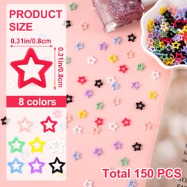 HINZIC 150Pcs Colorful Star Nail Charms Macarone 3D Resin Star Charms Kawaii Cartoon Wedding Acrylic Nail Gems Decoration for Women Girls