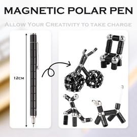 Magnetic Sculpture Fidget Pen,Black Magnet Metal Writing Pen Toy for Anxiety Relief,Magnet Toy Pen,Fidget Magnets for Teen Age 8-16 Xmas Birthday Gifts,DIY Multifunctional Decompression Pen for Adults