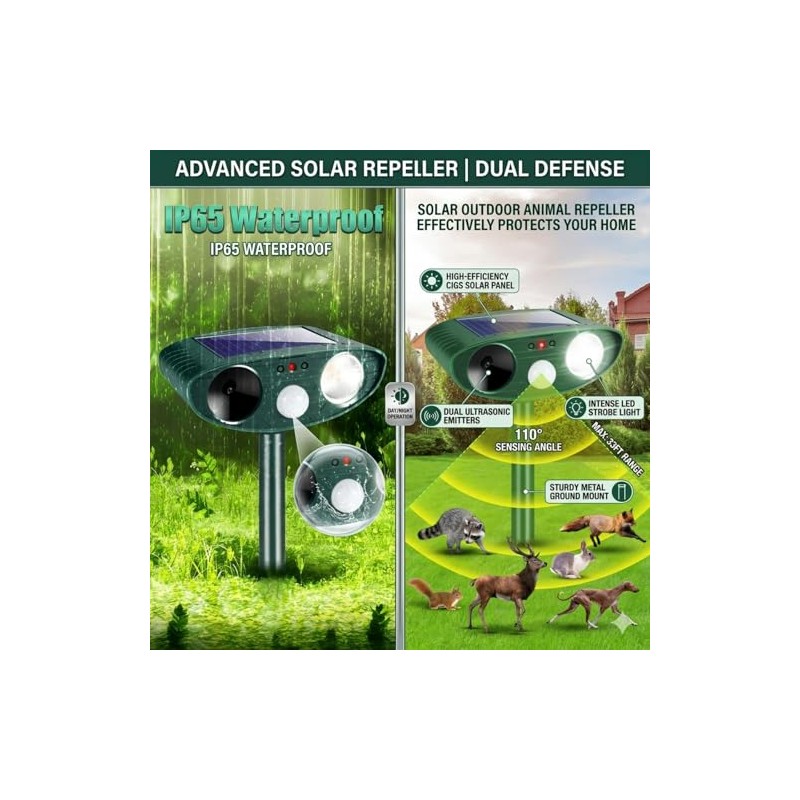 Sonic Fortress Pro Deer Repellent Devices,Sonic Deer Repeller Cat Deterrent