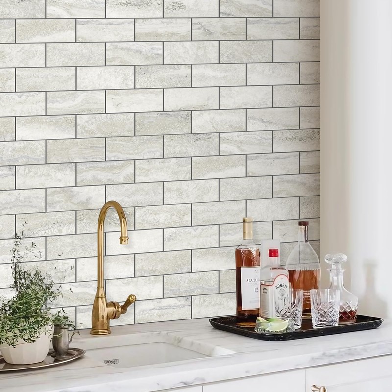 STICKGOO 10-Sheet Subway Tile Cream Peel and Stick Backsplash, Beige