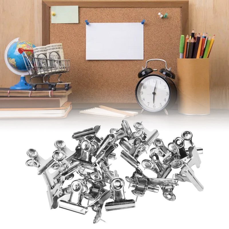 30pcs Metal Push Pin Clips Creativity Stainless Steel Silver Thumb