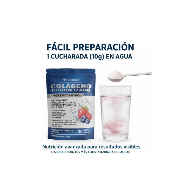 Colágeno Hidrolizado 300g Hypertrox Frutos Rojos