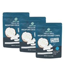 NOKKI FARM Freeze Dried Macapuno Coconut Chips - Healthy & Exotic Tropical Fruit Snacks, Low in Sugar, No Preservatives, Kid-Approved Shelf-Stable & Portable On-The-Go Snacking - 1.76 Oz