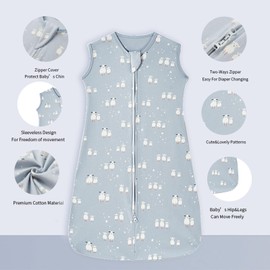 insular Baby Sleep Sack 2 Pack 100% Cotton Wearable Blanket Sleeveless with 2-Way Zipper for Baby Boy or Baby Girl Sleeping Bag for 0-3-6-12-18-24 Month 0.5 TOG