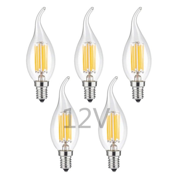 Opalray 12V Low Voltage LED Candelabra Bulb, 6W Dimmable with