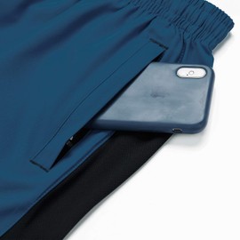 HMIYA Men's Casual Sports Quick Dry Workout Running or Gym Training Short with Zipper Pockets(Indigo,3X-Large Tall)