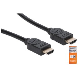 Manhattan - Cable HDMI 2.0 de 1.8 m, 4K de Alta Velocidad, 4K@60Hz, 18 Gbps, Certificación Premium, 4K@60Hz UHD,HEC, ARC, 3D, Ancho de Banda de 18 Gbps, HDMI Macho a Macho, Blindado