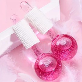Ice Ball Face Massage Tools, 2 Counts/set Sequin Design Comfort Massage Balls, Facial Skin Care Tools For Women & Men - Color: Pink, Specification: one-size