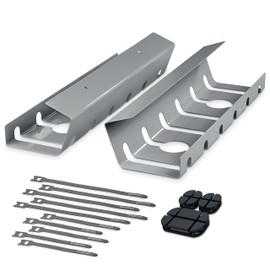 PAMO Cable Management Under Desk for Easy mounting Under-Table I Set of 2 - with 10X Cable Ties I Desk Organizer for Office/Home Office Table Thoughtful Cable Tray Holder