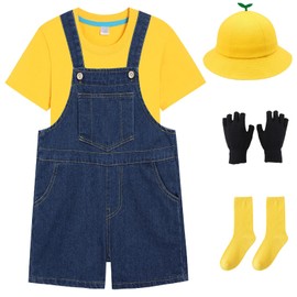 HTPARY Halloween Cosplay, Children's Classic, Yellow, Cartoon Character Costume, Children's Clothing, 6-Piece Set, Unisex, Stage, Performance, Everyday School Festival, Christmas Costume (Yellow, 51.2