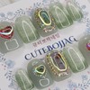 Rose Embed Handmade Nail Tips - Square L / 로즈