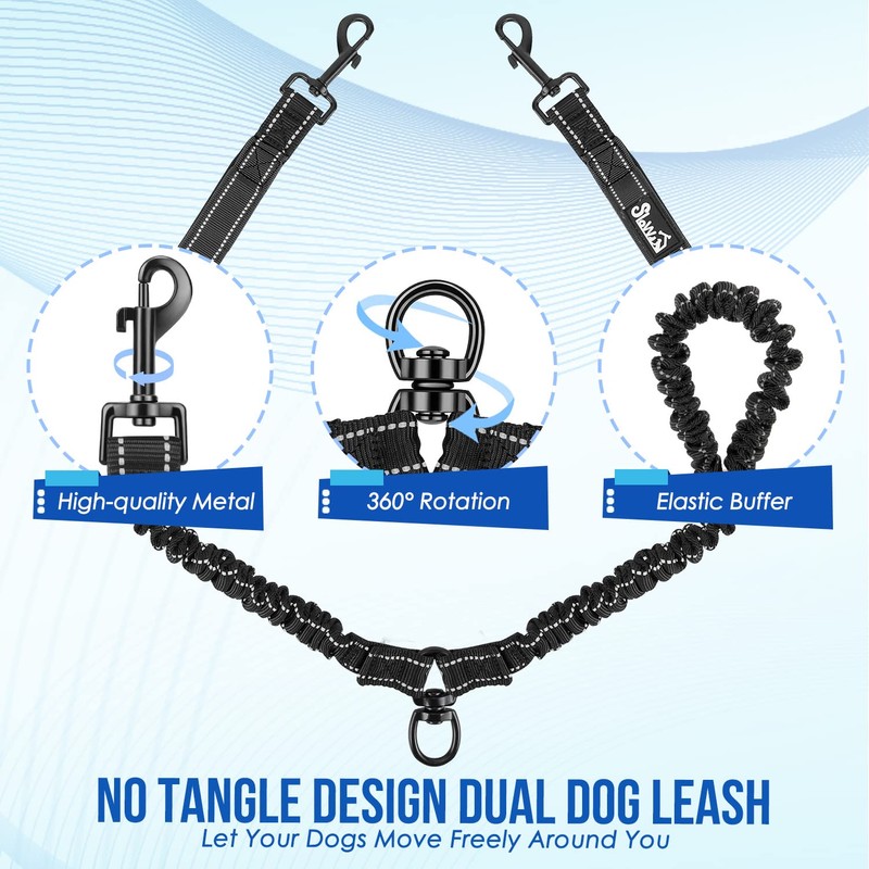 SlowTon Double Leash for Two Dogs - No Tangle Dog