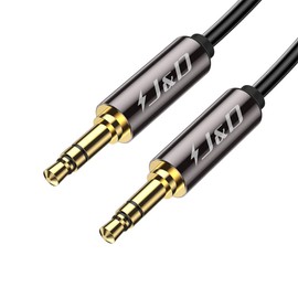 J&D Aux Cable, Gold Plated Copper Shell 3.5mm 1/8 inch TRS Male to 3.5mm 1/8 inch TRS Male Auxiliary Audio Cable for Car Compatible with Stereos, Speaker, Headphones and More, 9 Feet