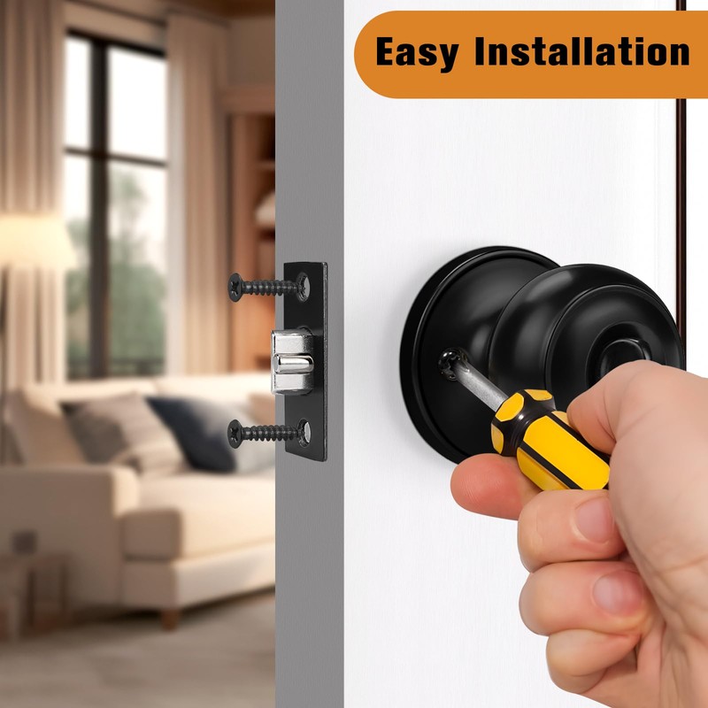 Probrico Keyed Entry Door Locks Black Door Knobs, Interior Door