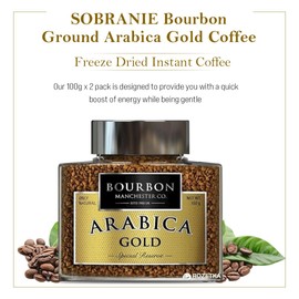 SOBRANIE Burbon Ground Arabica Gold Coffee - Freeze Dried Instant Coffee for A Quick Boost of Energy- Eco-friendly Organic Instant Coffee Made from Medium Roast Arabica Coffee Beans - 100g x 2 Pack