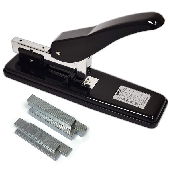 Heavy Duty Commercial Stapler with 2,000 Staples, Black Polished Steel,