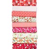 Pack of 9 Red & White 100% Cotton Fabrics for