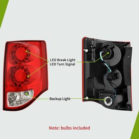 AUTOSAVER88 LED Rear Taillight Tail Lamp Brake Lamp With Bulb Inside Compatible with 2011-2020 Dodge Grand Caravan 11-20 Dodge Grand Caravan-Right Passenger Side
