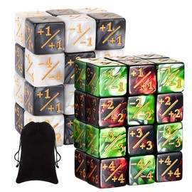 Vueinrg Pack of 48 Dice Counter Token Dice Loyalty D6 Dice Counter Compatible with MTG CCG Card Game Accessories Party Table Games with Storage Bag (4 Colours)