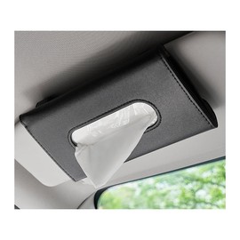 ZNDAW Car Tissue Holder, Vehicle Sun Visor Napkin Box Hanging Paper Towel Dispenser with Tissues Refill, Leather Backseat Paper Towel Case Visor Napkin Storage Holder for Most Cars (Black)