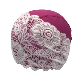 SUNTRADE Fashion Swim Cap for Women PU Waterproof Long Hair Lace Swimming Cap for Women (Rose)