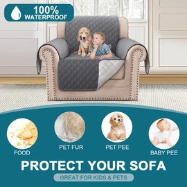 BellaHills Sofa Cover 100% Waterproof Sofa Covers 1 Seater Armchair Covers Triple Non-Slip Sofa Slipcovers for 1 Cushion Chair Washable Sofa Protector for Kids/Pets (Chair 23",Gray)