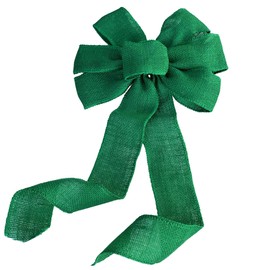 GiftWrap Etc. Emerald Green Burlap Wreath Bow - 10" Wide, 18" Long Tails, St. Patrick's Day, Easter, Spring Decor, Thanksgiving, Christmas Decoration, Winter, Farmhouse Decor, Mardi Gras