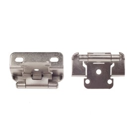 DecoBasics 1/2” Overlay Partial Wrap Semi Wrap Self Closing Cabinet Hinges (25 Pair - 50 Pack) - Brushed Satin Nickel - Quick & Easy Installation on Kitchen Cabinet Door