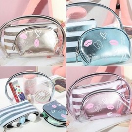 Gaemi Logistics 3-Piece Pouch Set Portable Makeup Coin Purse Women's Products Travel Cosmetics Transparent Mini Zipper Inner Bag / 개미물류 3종파우치세트 휴대용 메이크업 동전지갑 여성용품 여행용 화장품 투명 미니 지퍼 이너백