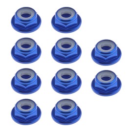 10PCS M4 Flanged Nuts Aluminum Alloy Nylon Insert Self-Lock Hex Nuts for 1/10 Scale RC Car Truck Buggy Crawler Wheels Spare Parts Royal Blue