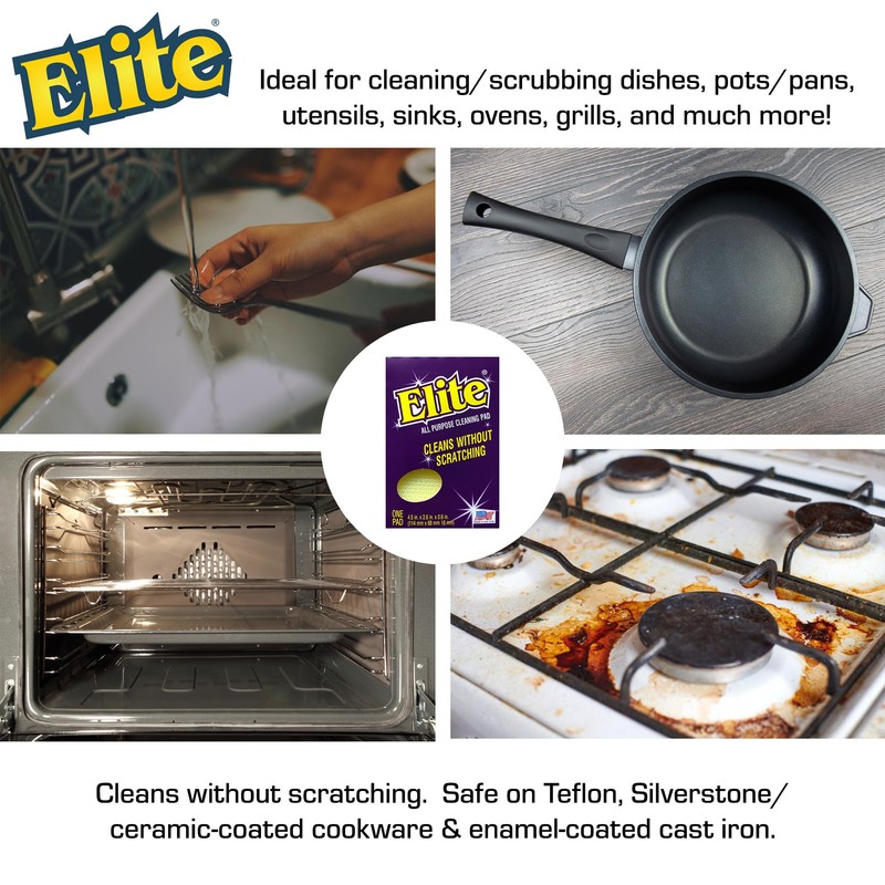 Elite All Purpose Cleaning Pad, 3 Pads (Individually Boxed), Non