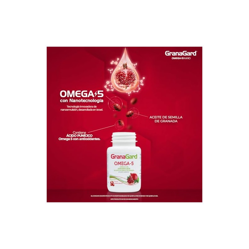 Granagard Omega Nanotecnología Cápsulas Aceite Semilla Granada Antioxidante Natural Potenciado