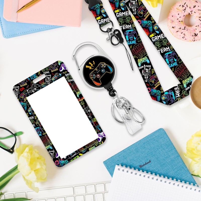 Gamepad Badge Holder with Boys Lanyard, Game ID Badge Holder