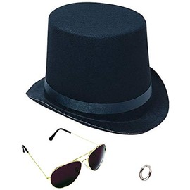 Lip Ring Top Hat And Aviator Sunglasses The Slash Bundle Costume Accessories