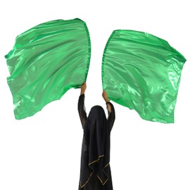 MUNAFIE Pack of 2 Praise Dance Flags Rectangle Flags Worship Flags for Dance Performance Church with Flexible Flag Pole Green