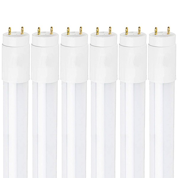 LUXRITE 2FT LED Tube Light, T8, 11W (17W Equivalent), 3000K Soft White, 1100 Lumens, Fluorescent Light Tube Replacement, Direct or Ballast Bypass, ETL Listed (6 Pack)