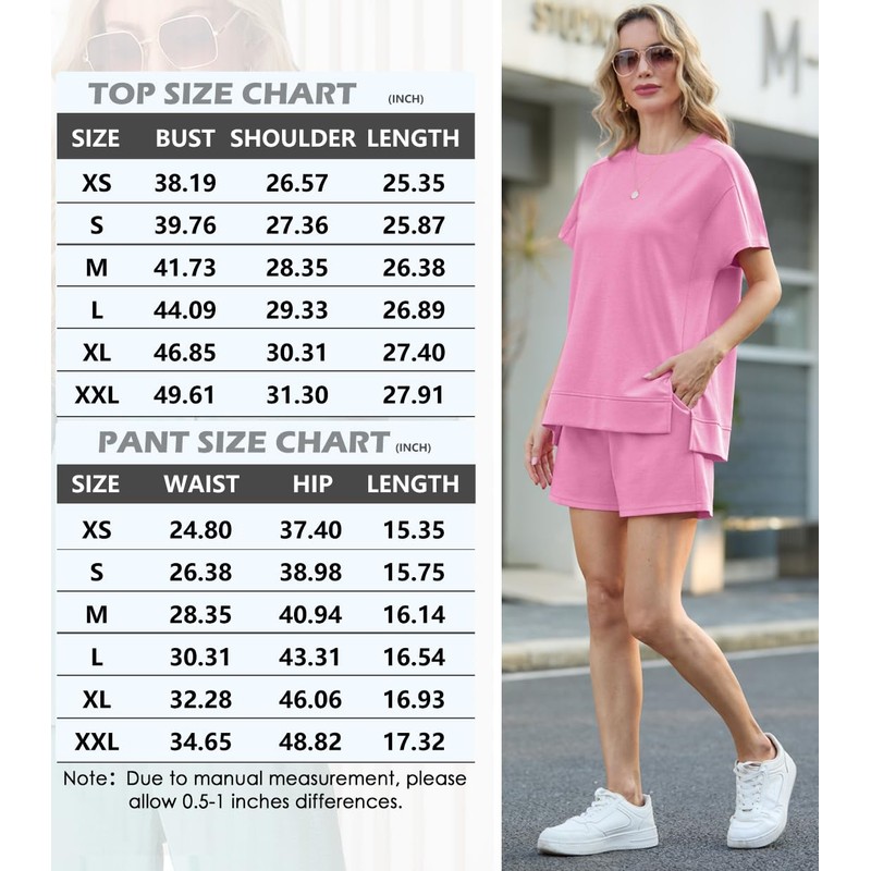 QIXING 2 Piece Sets for Women Summer Lounge Set Elastic