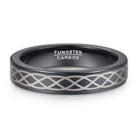 Corato 4 mm Tungsten Carbide Ring with Celtic Knot Inlay Black Wedding Engagement Ring for Men Women High Polished Size 49-62, Tungsten Carbide, No Gemstone