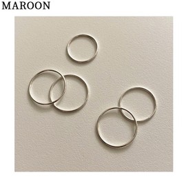 MAROON Silver 925 Layered Basic Ring 1ea, Size:15