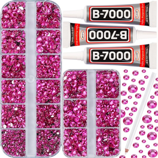 b-7000 Glue on 7500Pcs Hot Pink Rhinestones Flatback for Crafts