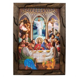 Mrcjsales-Last Supper, Birth, Risen Jesus, Crucified Jesus in rustic frame, Oil painting, 24''x36'', 13''x18'', 10''x12'' inches, religious art image, Ultima cena, Nacimiento, Jesus Resucitado, Jesus Crucificado , Cuadro rustico , Home decor, wall decor,