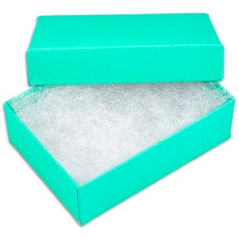 The Display Guys Pack of 100 Teal Green 2 5/8x1 1/2x1 inches Cotton Filled Paper Jewelry Box Gift Display Case (#21)
