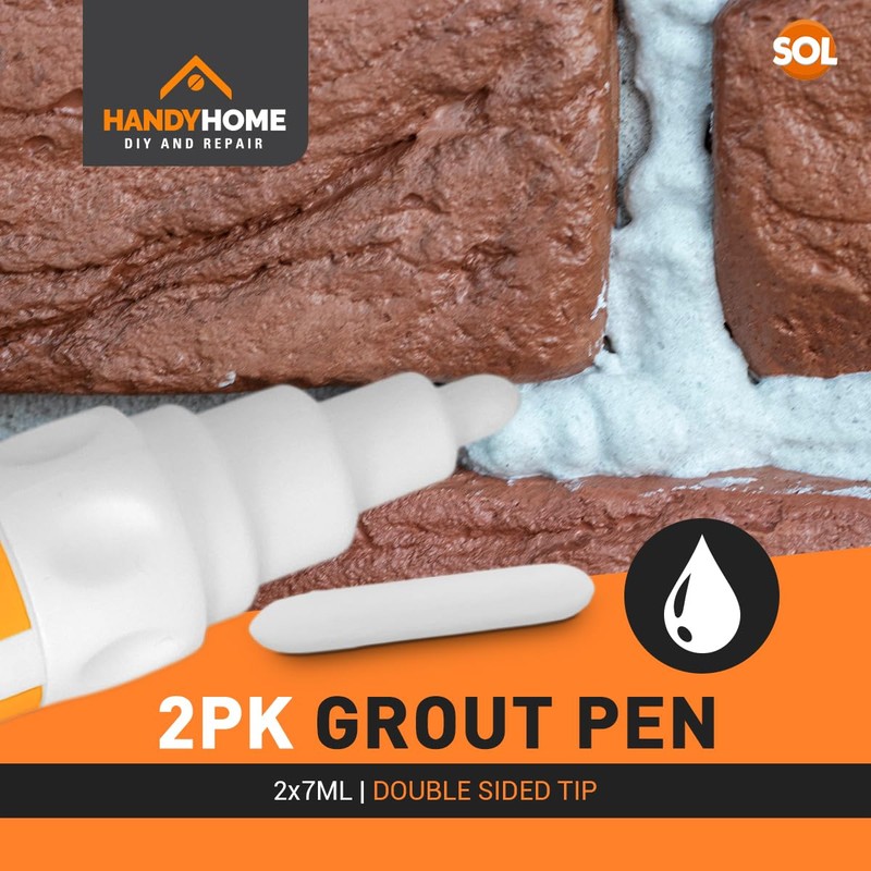 Handy Home Grout Pen with Double-Sided Tip, 14ml, 2-Pack, White