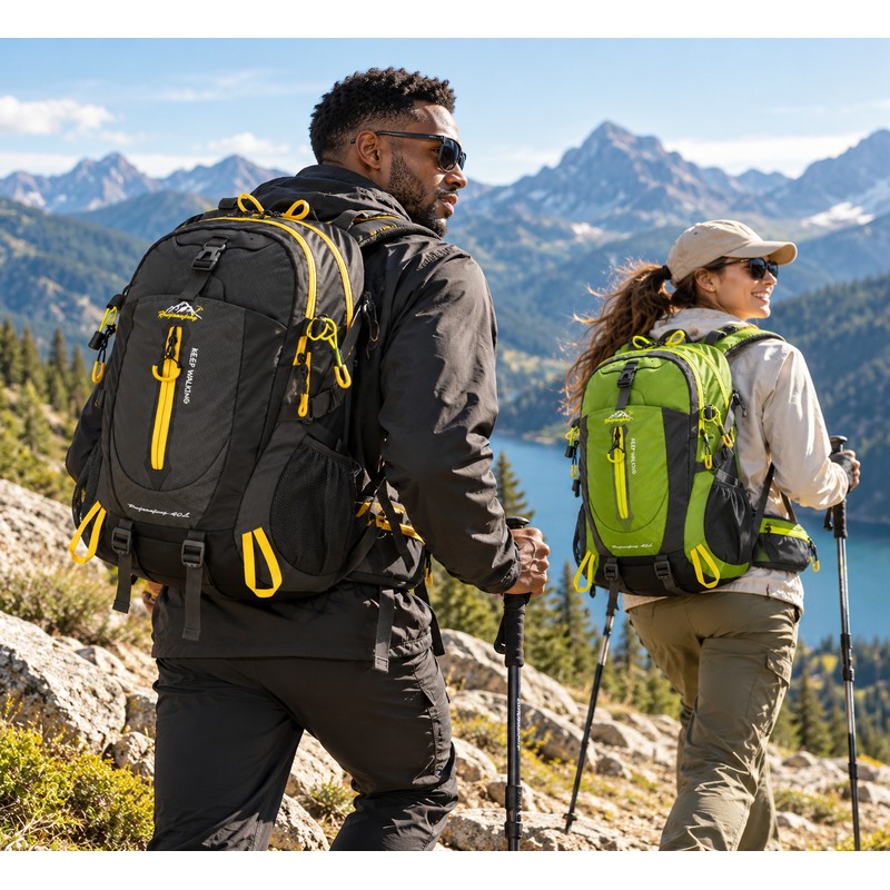 40L Hiking and Travel Backpack, Black
