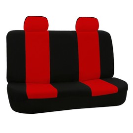 FH Group FB050RED012 Red Fabric Bench Car Seat Cover with 2 Headrests