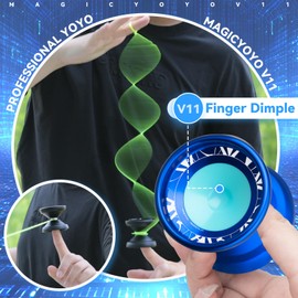 MAGICYOYO V11 - Yoyo de giro de dedo - Pofessional no sensible para rodamientos Yoyo intermedio avanzado y extra sensible para principiantes, doble propósito truco Yoyo + guante + 12 cuerdas + estuche