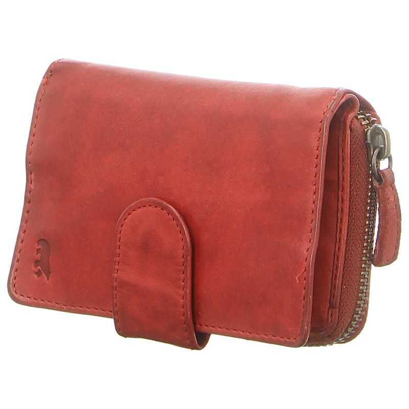 Bear Design Women's Leather Wallet 10 Card Slots Red